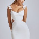 Cut Out Satin Mini Dress in Ivory - Image 9