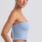 Bandeau Crop Top in Washed Blue - Image 3