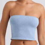Bandeau Crop Top in Washed Blue - Image 4