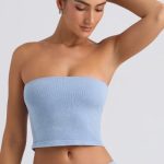Bandeau Crop Top in Washed Blue - Image 6