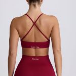 Super Sculpt Seamless Cross-Back Sports Bra in Burgundy - Image 3