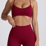 Super Sculpt Seamless Cross-Back Sports Bra in Burgundy - Image 5