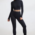 Turtleneck Backless Long-Sleeve Crop Top in Black - Image 5