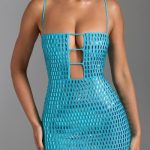 Embellished Cut-Out Mini Dress in Aqua Blue - Image 5