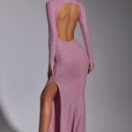 Embellished Long Sleeve Evening Gown in Light Pink - Image 2