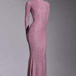Embellished Long Sleeve Evening Gown in Light Pink - Image 6