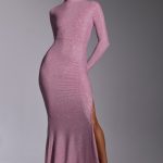 Embellished Long Sleeve Evening Gown in Light Pink - Image 7