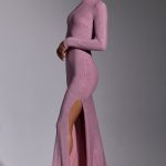 Embellished Long Sleeve Evening Gown in Light Pink - Image 10