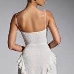 Embellished Frill Mini Dress in White - Image 2