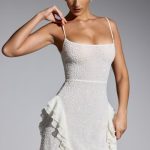 Embellished Frill Mini Dress in White - Image 8