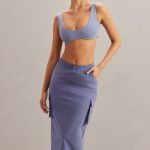 Cargo Maxi Skirt in Dusty Blue
