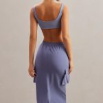 Cargo Maxi Skirt in Dusty Blue - Image 2