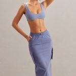 Cargo Maxi Skirt in Dusty Blue - Image 5