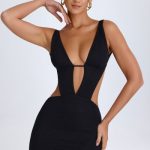 Cut-Out A-Line Mini Dress in Black - Image 5