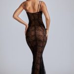 Sheer Lace Fishtail Gown in Black - Image 2