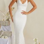 Cowl Neck Embellished Satin Maxi Dress in White - Image 4