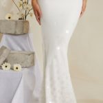Cowl Neck Embellished Satin Maxi Dress in White - Image 5