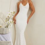 Cowl Neck Embellished Satin Maxi Dress in White - Image 7