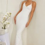 Cowl Neck Embellished Satin Maxi Dress in White - Image 9