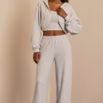 Brushed Jersey Wide-Leg Joggers in Fog Grey