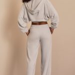 Brushed Jersey Wide-Leg Joggers in Fog Grey - Image 2