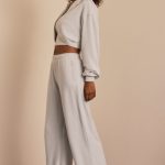 Brushed Jersey Wide-Leg Joggers in Fog Grey - Image 3