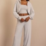 Brushed Jersey Wide-Leg Joggers in Fog Grey - Image 5