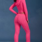 Cable-Knit Flared Trousers in Hot Pink - Image 2
