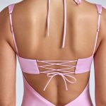 Cowl-Neck A-Line Mini Dress in Baby Pink - Image 5