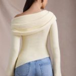 Ribbed-Knit Asymmetric Off-Shoulder Jumper in Butter Yellow - Image 3