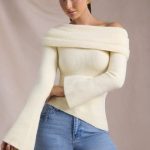 Ribbed-Knit Asymmetric Off-Shoulder Jumper in Butter Yellow - Image 4