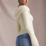Ribbed-Knit Asymmetric Off-Shoulder Jumper in Butter Yellow - Image 5
