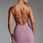 Embellished Ruffled Cowl-Neck Bandeau Mini Dress in Mauve - Image 2
