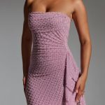 Embellished Ruffled Cowl-Neck Bandeau Mini Dress in Mauve - Image 4