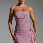 Embellished Ruffled Cowl-Neck Bandeau Mini Dress in Mauve - Image 6