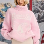 Oversized Chunky-Knit Turtleneck Jumper in Pastel Pink - Image 5