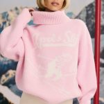 Oversized Chunky-Knit Turtleneck Jumper in Pastel Pink - Image 6