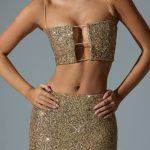 Embellished Mid-Rise Mini Skirt in Gold - Image 4