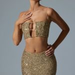 Embellished Mid-Rise Mini Skirt in Gold - Image 8