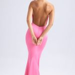 Halterneck Fishtail Gown in Hot Pink - Image 2