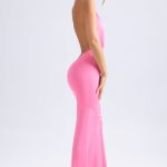 Halterneck Fishtail Gown in Hot Pink - Image 3