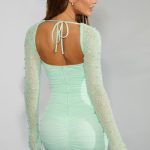 Embellished Long Sleeve Mini Dress in Mint - Image 2