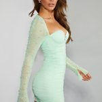 Embellished Long Sleeve Mini Dress in Mint - Image 3