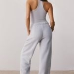 Fleece Wide Leg Joggers in Fog - Image 2