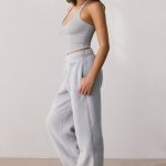 Fleece Wide Leg Joggers in Fog - Image 3