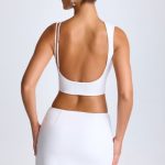 Draped A-Line Mini Skirt in White - Image 3