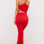 Premium Jersey Asymmetric Cut Out Maxi Dress  in Scarlet Red - Image 2