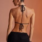 Cowl Neck Crop Top in Black - Image 2