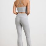 Chunky Knit Kick Flare Trousers in Heather Grey - Image 2