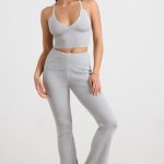 Chunky Knit Kick Flare Trousers in Heather Grey - Image 5
